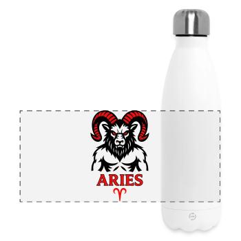 Aries Sternzeichen mit Hörnersymbol - Panorama Isolierflasche 500 ml - Weiß - Vorne