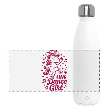 Fille de danse en ligne - Danse avec le cœur - Licorne de la musique - Gourde isotherme panoramique 500 ml - blanc - Devant