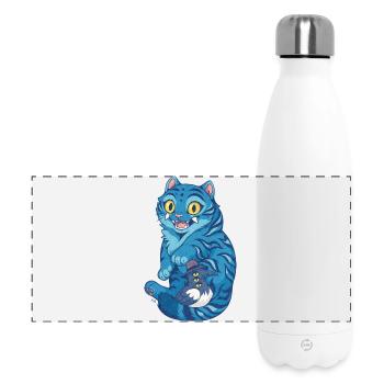 Tigre bleu avec la magie d’un petit oiseau - K-Pop Demon - Gourde isotherme panoramique 500 ml - blanc - Devant