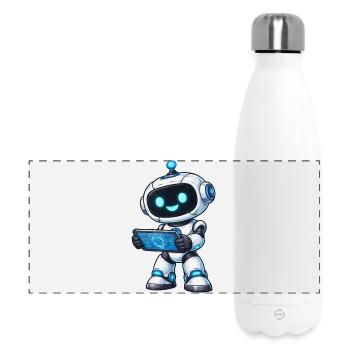 Petit robot avec tablette - Gourde isotherme panoramique 500 ml - blanc - Devant