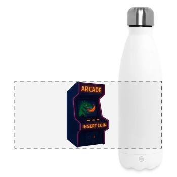 Dino Arcade Neon Pixel - Panorama Isolierflasche 500 ml - Weiß - Vorne