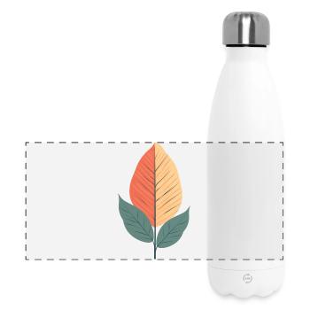 Minimalist Leaf - Panoramic Thermal Bottle 500 ml - white - Front
