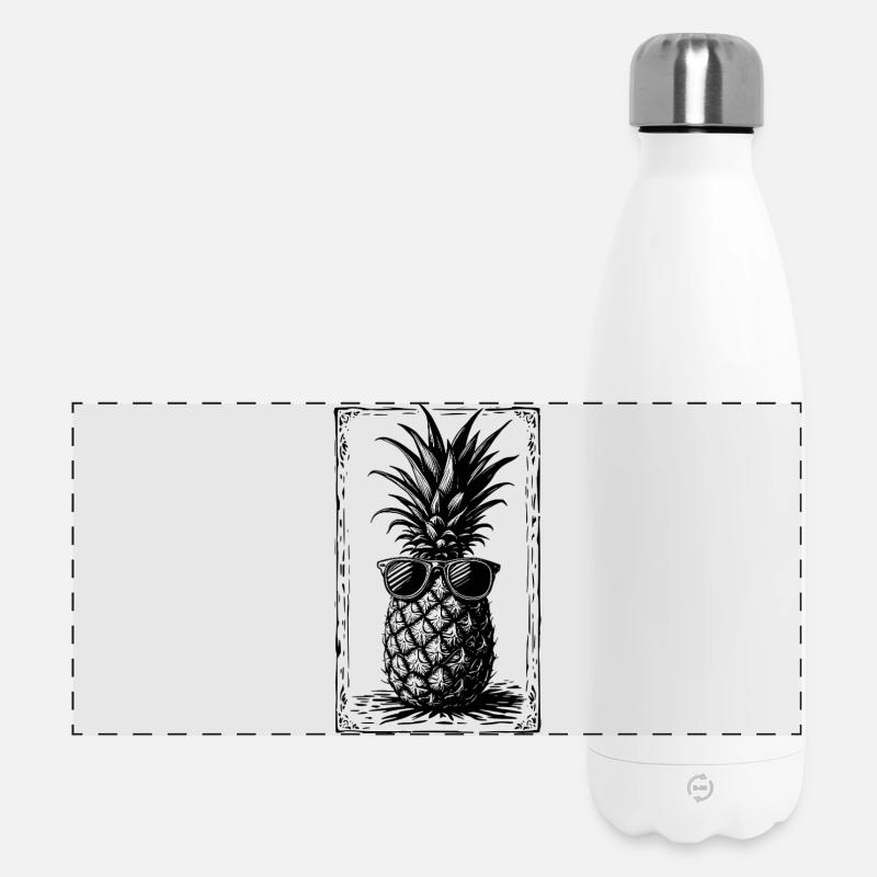 Cool Pineapple with Sunglasses - Panoramic Thermal Bottle 500 ml - white