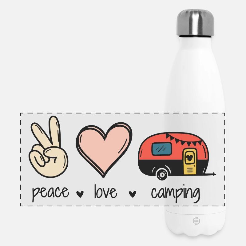 Frieden Liebe Camping - Panorama Isolierflasche 500 ml - Weiß