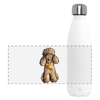 Pudel mit Teddy - Panorama Isolierflasche 500 ml - Weiß - Vorne