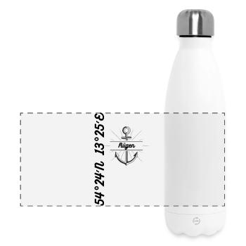 Koordinaten Insel Rügen Ostsee - Panorama Isolierflasche 500 ml - Weiß - Vorne