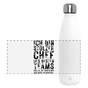 Stolzer Chef T-Shirt – Lustige Sprüche & Teamwork - Panorama Isolierflasche 500 ml - Weiß - Vorne