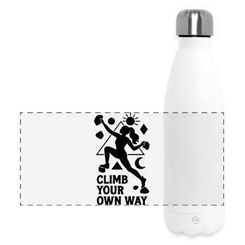 Bouldern Damen Frau Geometrisch Climb Your Own Way - Panorama Isolierflasche 500 ml - Weiß - Vorne