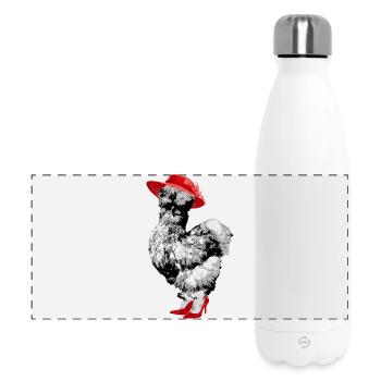 Chicken Fans - Rooster - Rooster - Silk Chicken - Organic - Panoramic Thermal Bottle 500 ml - white - Front