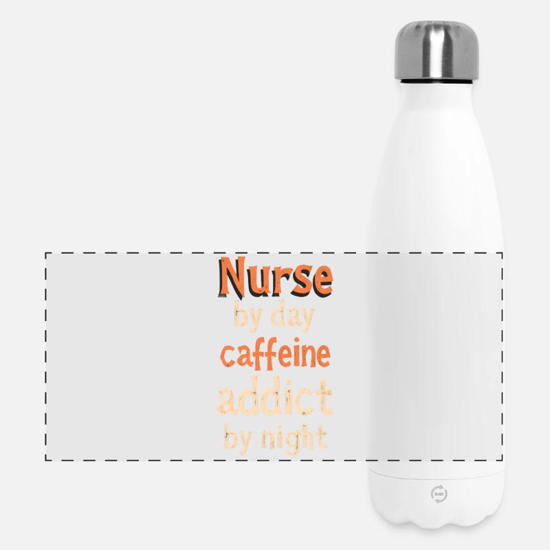 Nurse by Day, Caffeine Addict by Night - Panoramic Thermal Bottle 500 ml - white