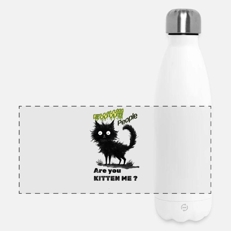 Whimsical Black Cat - Panoramic Thermal Bottle 500 ml - white