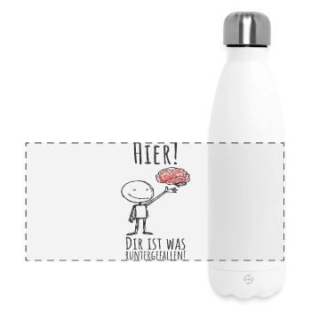 Something fell down for you - brain - saying - Panoramic Thermal Bottle 500 ml - white - Front