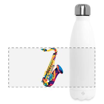 FarbSaxophon Kunstprint - Panorama Isolierflasche 500 ml - Weiß - Vorne