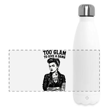 Rockabella Pin-Up: Outlaw Tattoo Girl & Lederjacke - Panorama Isolierflasche 500 ml - Weiß - Vorne