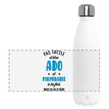adolescent / enfant / ado / adolescente - Gourde isotherme panoramique 500 ml - blanc - Devant