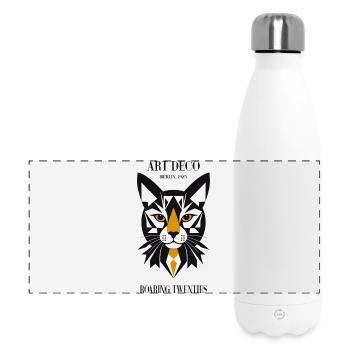 Chat Art Déco - Gourde isotherme panoramique 500 ml - blanc - Devant