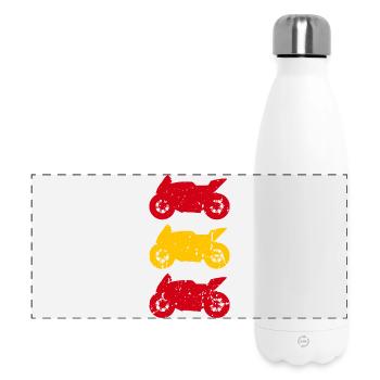 Motorcycle Spain Flag Motorsport Biker - Panoramic Thermal Bottle 500 ml - white - Front