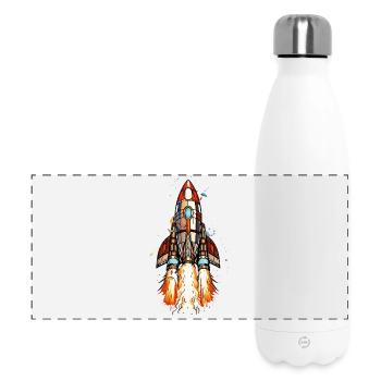 Fusée futuriste au lancement dans le style comic - Gourde isotherme panoramique 500 ml - blanc - Devant