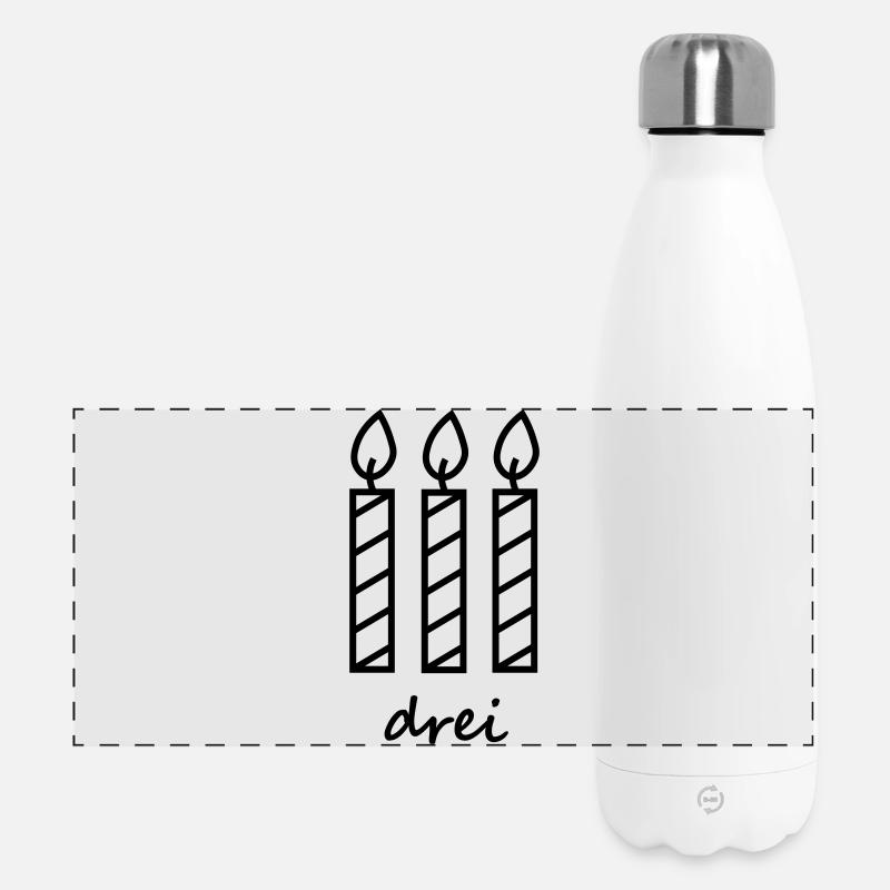 three birthday candles - Panoramic Thermal Bottle 500 ml - white