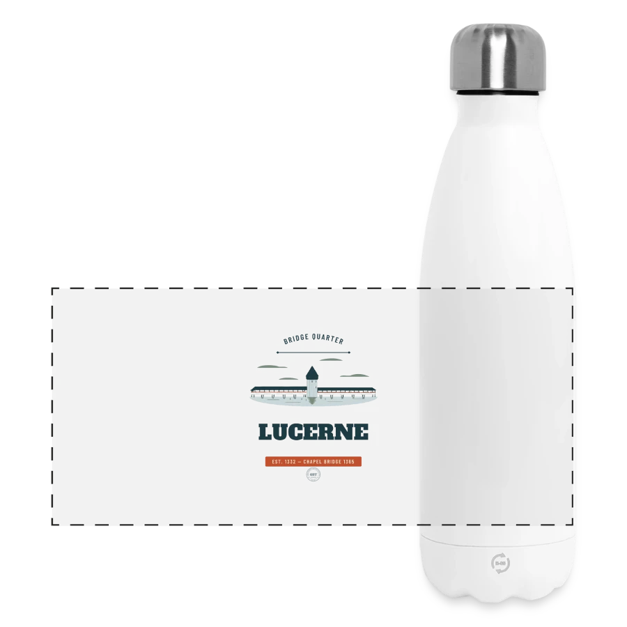 Lucerne badge on a panoramic thermal bottle 500 ml, white