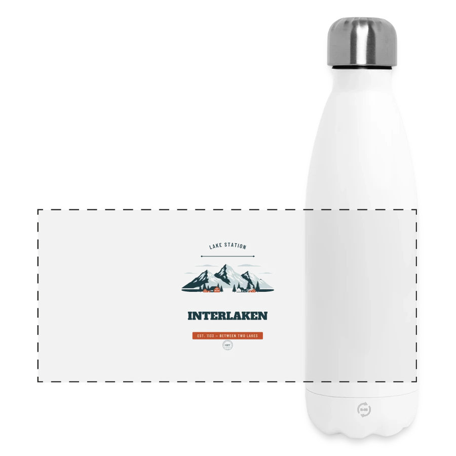 Interlaken badge on a panoramic thermal bottle 500 ml, white