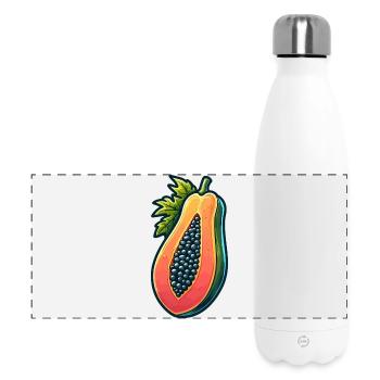 Papaye Sanguine Illustration Vibrante - Gourde isotherme panoramique 500 ml - blanc - Devant