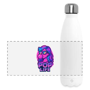 Retro Neon Mädchen Bubblegum Pop Design - Panorama Isolierflasche 500 ml - Weiß - Vorne
