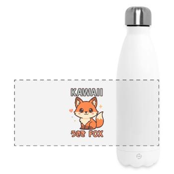 Kawaii Fuchs Cartoon Shirt Motiv - Panorama Isolierflasche 500 ml - Weiß - Vorne