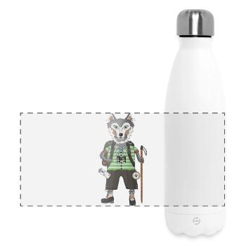 wander like a wolf free and wild - Panoramic Thermal Bottle 500 ml - white - Front