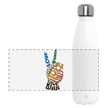 Message vibrant Liberté Design - Gourde isotherme panoramique 500 ml - blanc - Devant