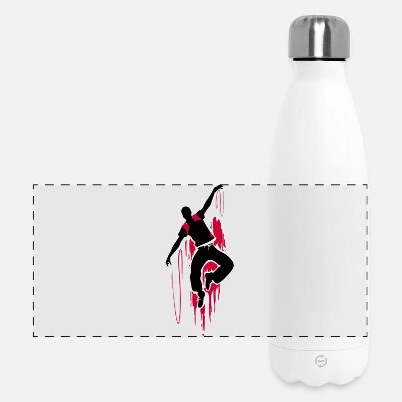 Breakdancer Tänzer Silhouette in Rot Schwarz - Panorama Isolierflasche 500 ml - Weiß