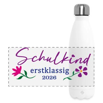 SchulKind Erstklassig 2026 - Panorama Isolierflasche 500 ml - Weiß - Vorne