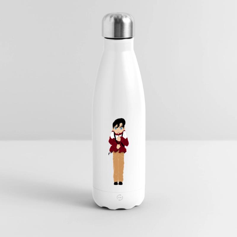 Anime-Figur mit rotem und beigem Fell Panorama Isolierflasche 500 ml