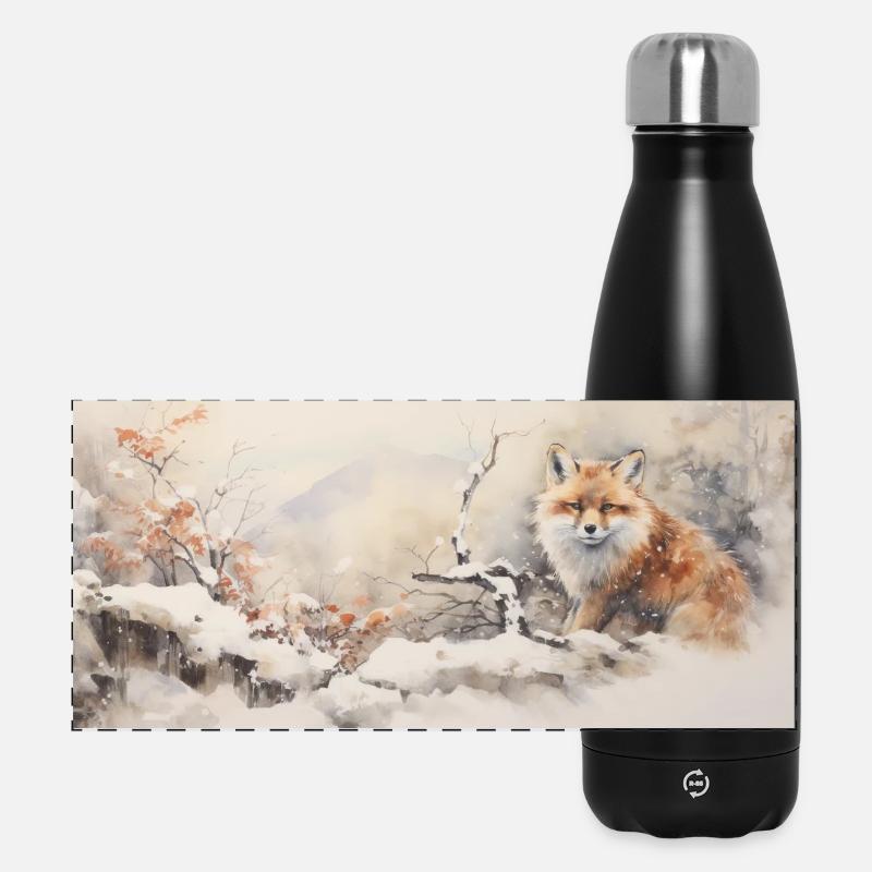 Cute Little Fox - Panoramic Thermal Bottle 500 ml - black