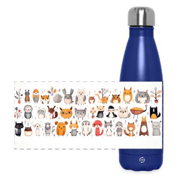 Mignons petits animaux - Gourde isotherme panoramique 500 ml - bleu foncé  - Devant