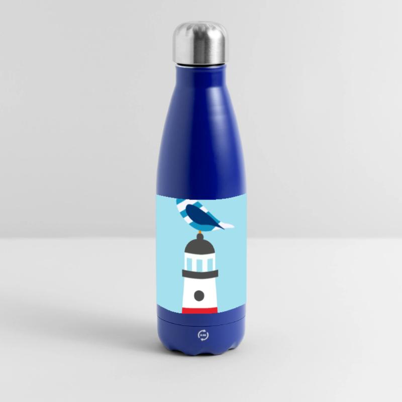 Leuchtturm - Möwe - Comic - Geschenk Panorama Isolierflasche 500 ml