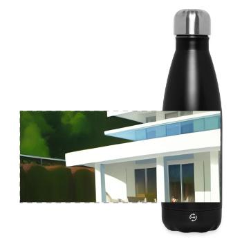 Weiße Villa mit Pool - Panorama Isolierflasche 500 ml - Schwarz - Vorne