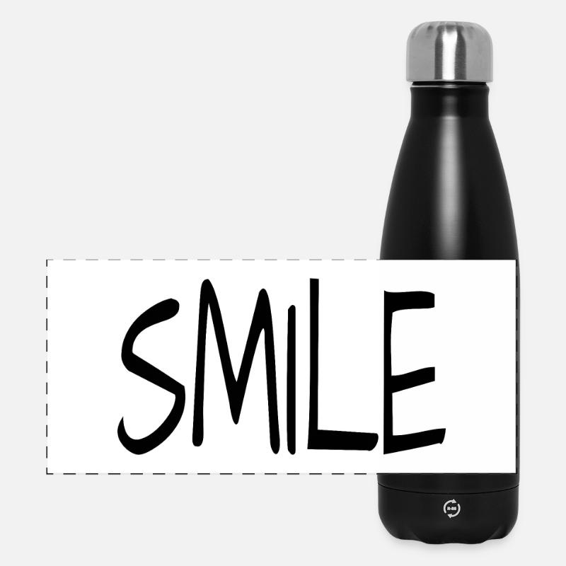 SMILE Poster Design - Panorama Isolierflasche 500 ml - Schwarz