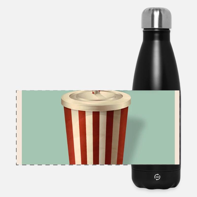 Milkshake soft drink in retro style - Panoramic Thermal Bottle 500 ml - black