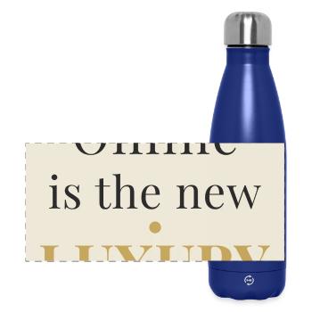 Offline is the New Luxury – Minimal Design - Panorama Isolierflasche 500 ml - Dunkelblau  - Vorne
