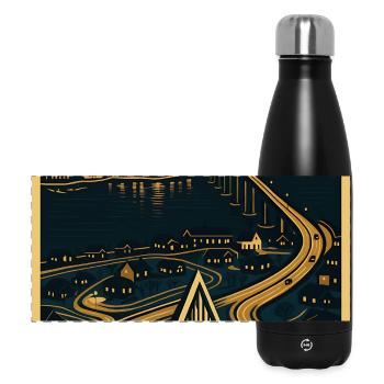Tromsø Norwegen – Retro Reiseposter Art Deco - Panorama Isolierflasche 500 ml - Schwarz - Vorne