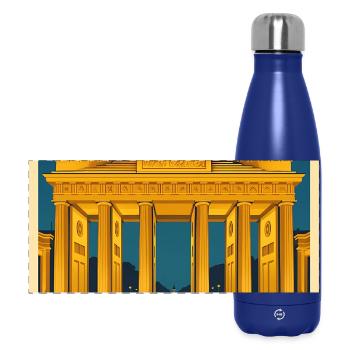 Berlin, Allemagne – Affiche rétro de la porte de Brandebourg - Gourde isotherme panoramique 500 ml - bleu foncé  - Devant