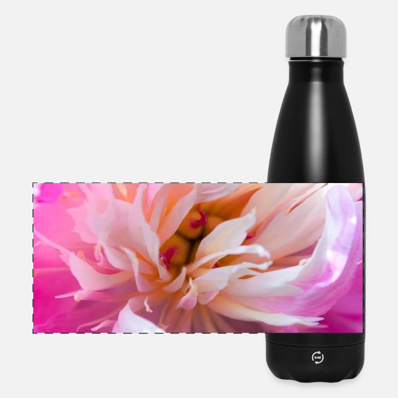 Pink Peony Closeup - Panoramic Thermal Bottle 500 ml - black