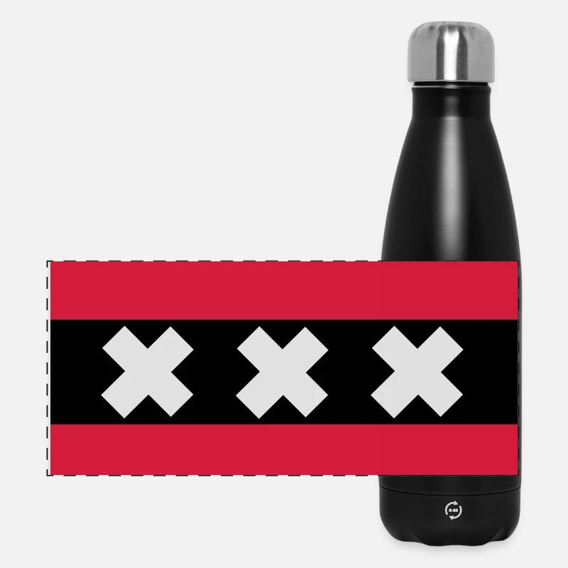 Drapeau de Amsterdam - Gourde isotherme panoramique 500 ml - noir