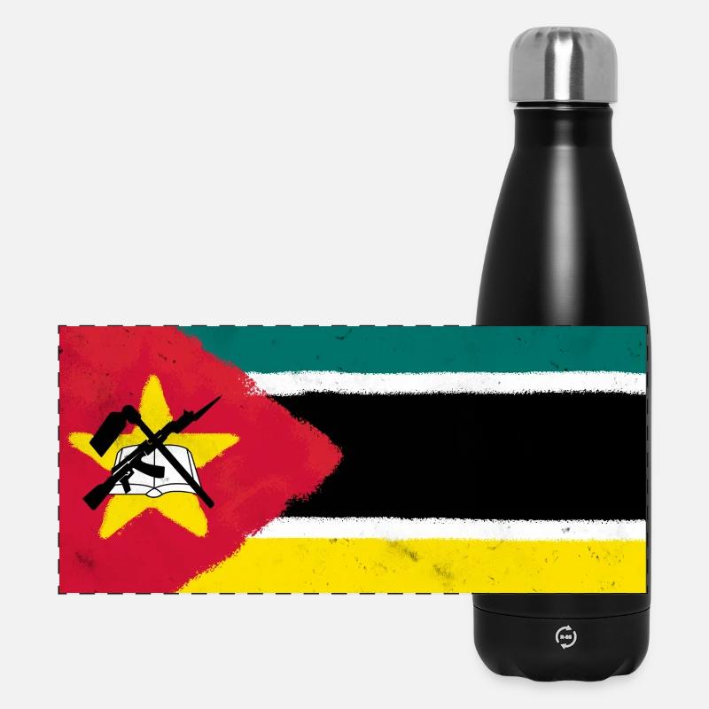 Flagge von Mosambik - Panorama Isolierflasche 500 ml - Schwarz