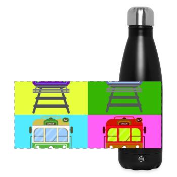 Tram, tram pop art - Panoramic Thermal Bottle 500 ml - black - Front