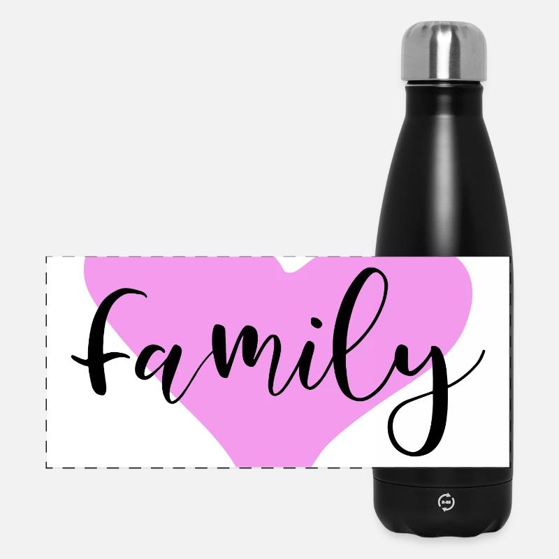 Family Poster mit Herz - Panorama Isolierflasche 500 ml - Schwarz