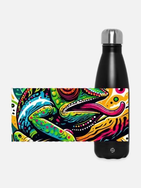Chamäleon - Panorama Isolierflasche 500 ml - Schwarz