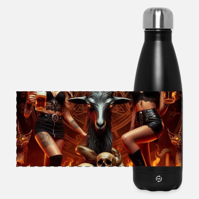 Les métalleux de la bière dans le monde souterrain - Gourde isotherme panoramique 500 ml - noir