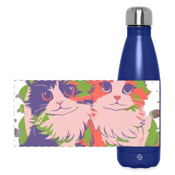Pop Color Duo-Kätzchen - Panorama Isolierflasche 500 ml - Dunkelblau  - Vorne